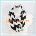 Hot selling style wholesale black and white jersey knit chevron infinity scarf for women